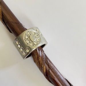 4/20$ LOVE silver thick band crystal ring